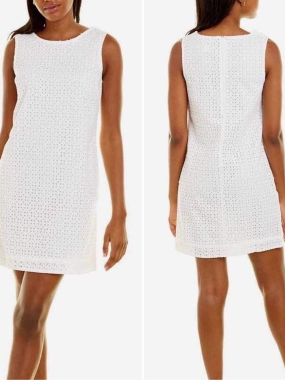Southern Tide White Sleeveless Eyelet Mini Dress
